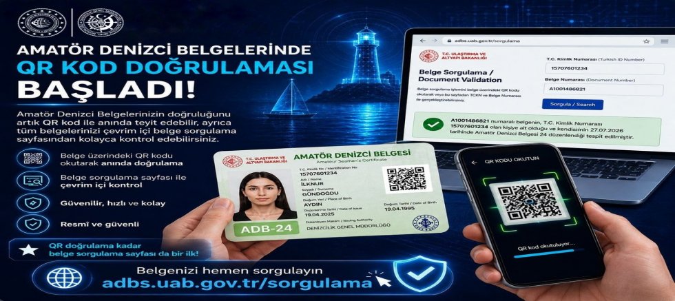Amatör Denizci Belgelerinde QR Kod Dönemi Başladı