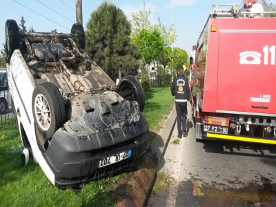 Alkollü sürücüye hatalı sollama takla attırdı, kazayı ufak sıyrıklarla atlattı