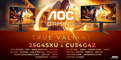 AOC GAMING'in 240 Hz ultra geniş ve 310 Hz espor ekranları