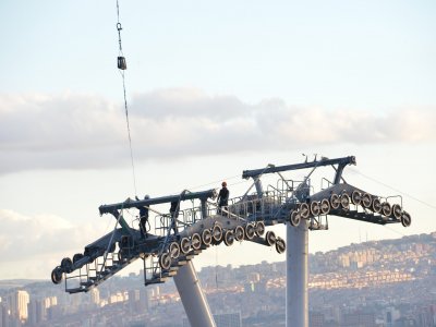Başkent`in Teleferiğinin Halatları Helikopterle Çekildi