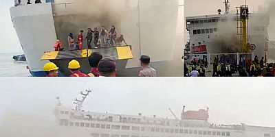 Elektrikli bisiklet yüklü kamyon feribotta alev aldı-VİDEO