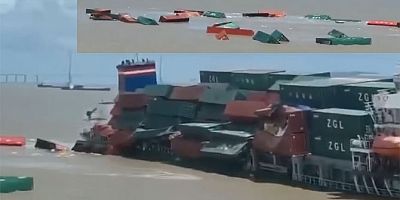 Konteyner gemisi alabora oldu, onlarca konteyner suda