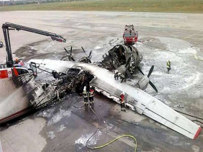 Leipzig Havalimanı`nda Antonov Yandı