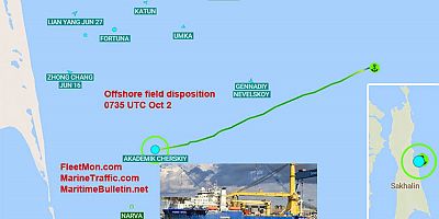 Rus boru döşeme gemisinde kaza, 4 yaralı