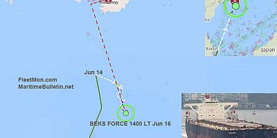 Türk Capesize dökme yük gemisi, Nakhodka Rusya açıklarında yanıyor. 