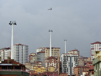 Yenimahalle-Şentepe Teleferik Hattının 2. Etap Kılavuz Halatları Çekildi